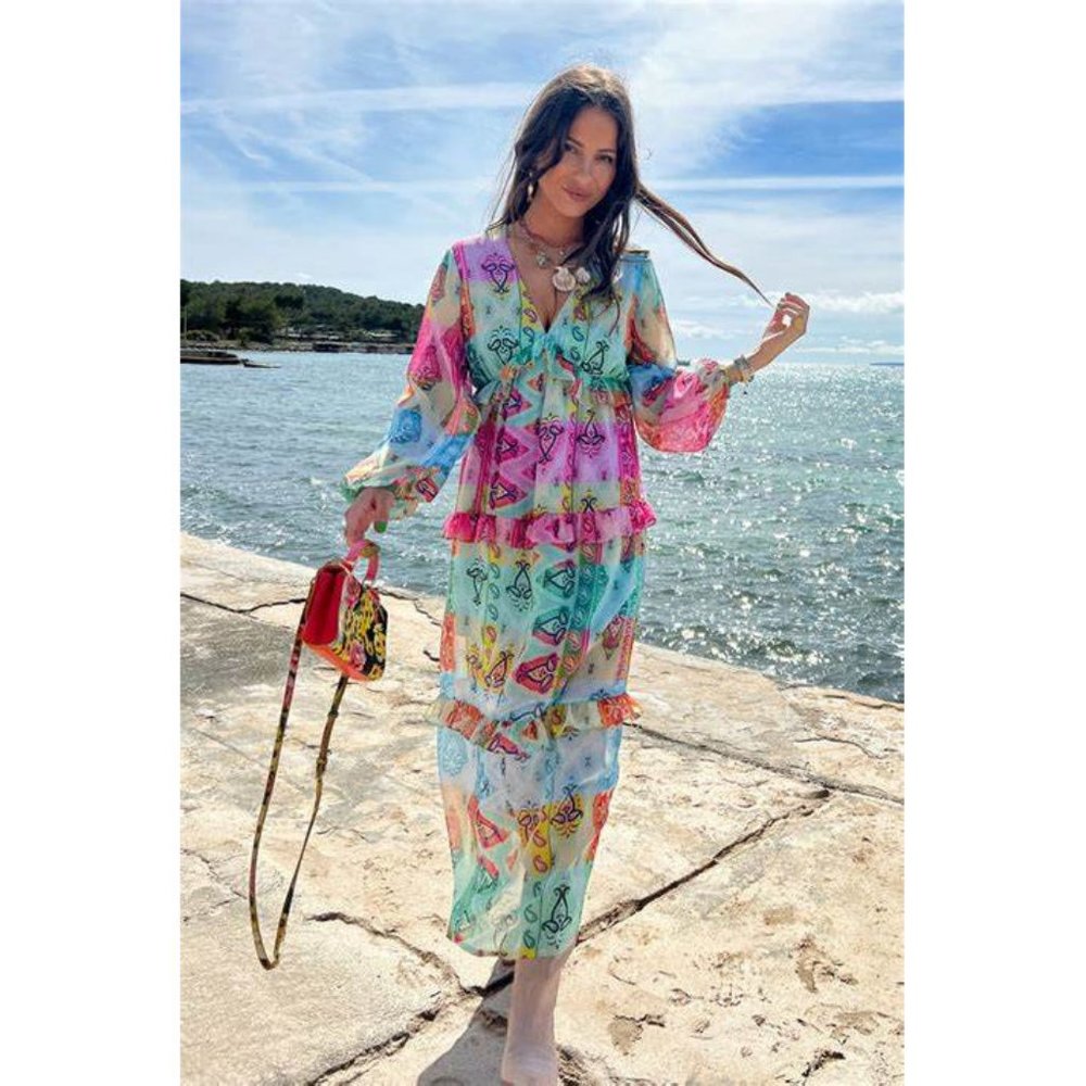 NWT Never Fully Dressed rainbow paisley patchwork print Alexia midi dress - Picture 2 of 7